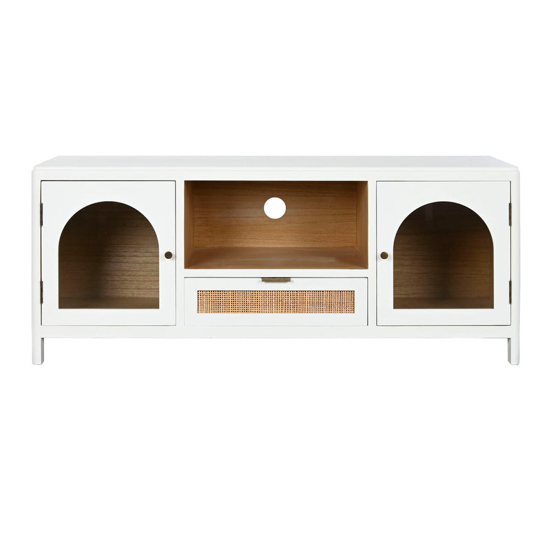TV furniture Home ESPRIT White Crystal Paolownia wood 120 x 40 x 50 cm