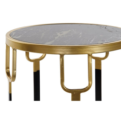 Set of 2 tables Home ESPRIT Black Golden Metal Marble 33 x 33 x 65 cm