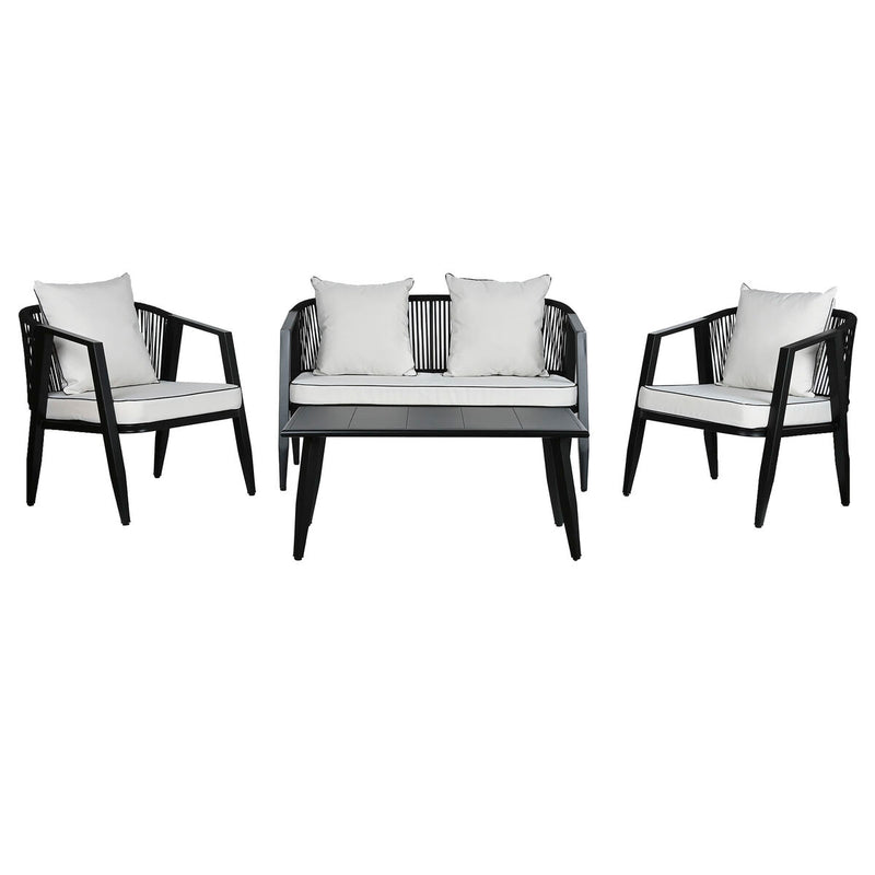 Ensemble Table avec 3 Sièges Home ESPRIT Noir Verre Acier 123 x 66 x 72 cm