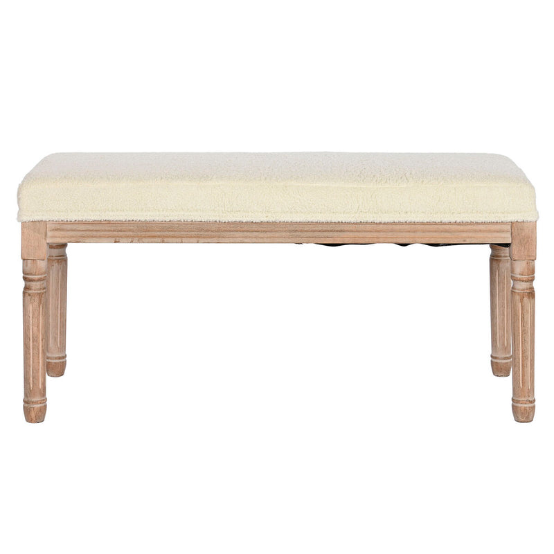 Bench Home ESPRIT White Natural Polyester Rubber wood 100 x 38 x 43 cm