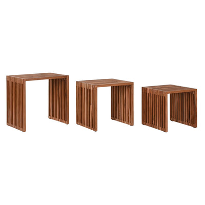 Set of 3 tables Home ESPRIT Natural Teak 40 x 40 x 40 cm