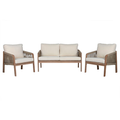 Table Set with 3 Armchairs Home ESPRIT Brown Rope Acacia 138 x 79 x 83 cm