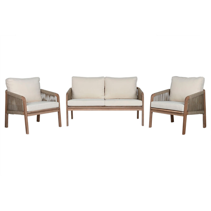Table Set with 3 Armchairs Home ESPRIT Brown Rope Acacia 138 x 79 x 83 cm