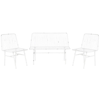 Conjunto de Mesa com 3 Poltronas Home ESPRIT Branco Metal 115 x 53 x 83 cm