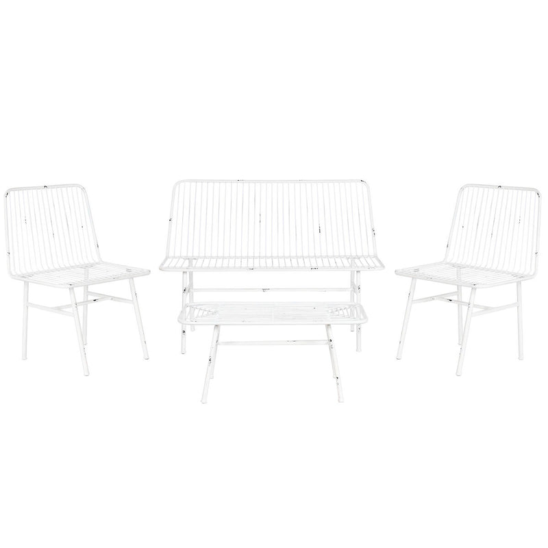 Table Set with 3 Armchairs Home ESPRIT White Metal 115 x 53 x 83 cm