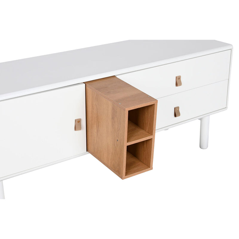 TV furniture Home ESPRIT White Natural polypropylene MDF Wood 140 x 40 x 55 cm