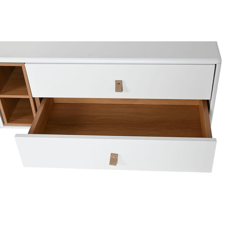 TV furniture Home ESPRIT White Natural polypropylene MDF Wood 140 x 40 x 55 cm