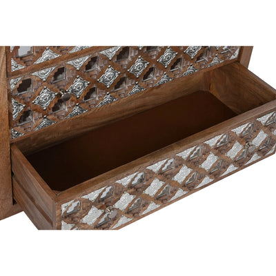Chest of drawers Home ESPRIT Brown Black Silver Mango wood Mirror Indian Man 80 x 38 x 80 cm