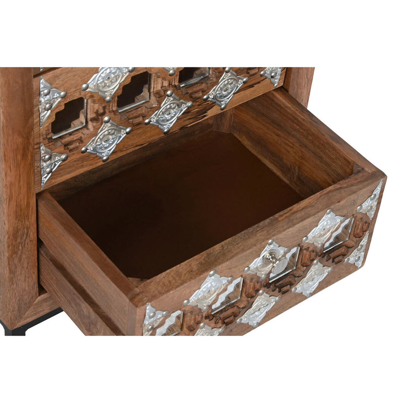 Chest of drawers Home ESPRIT Brown Black Silver Mango wood Mirror Indian Man 45 x 35 x 105 cm