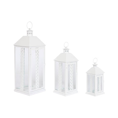 Lantern Home ESPRIT White Crystal Iron Shabby Chic 20 x 20 x 55 cm (3 Pieces)