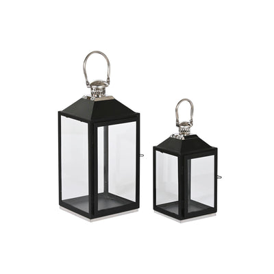 Lantern Home ESPRIT Black Silver Crystal Steel 18 x 18 x 41 cm (2 Pieces)