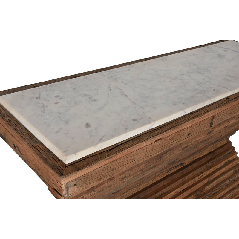 Console Home ESPRIT Yellow White Brown Marble Recycled Wood 138 x 45 x 87 cm
