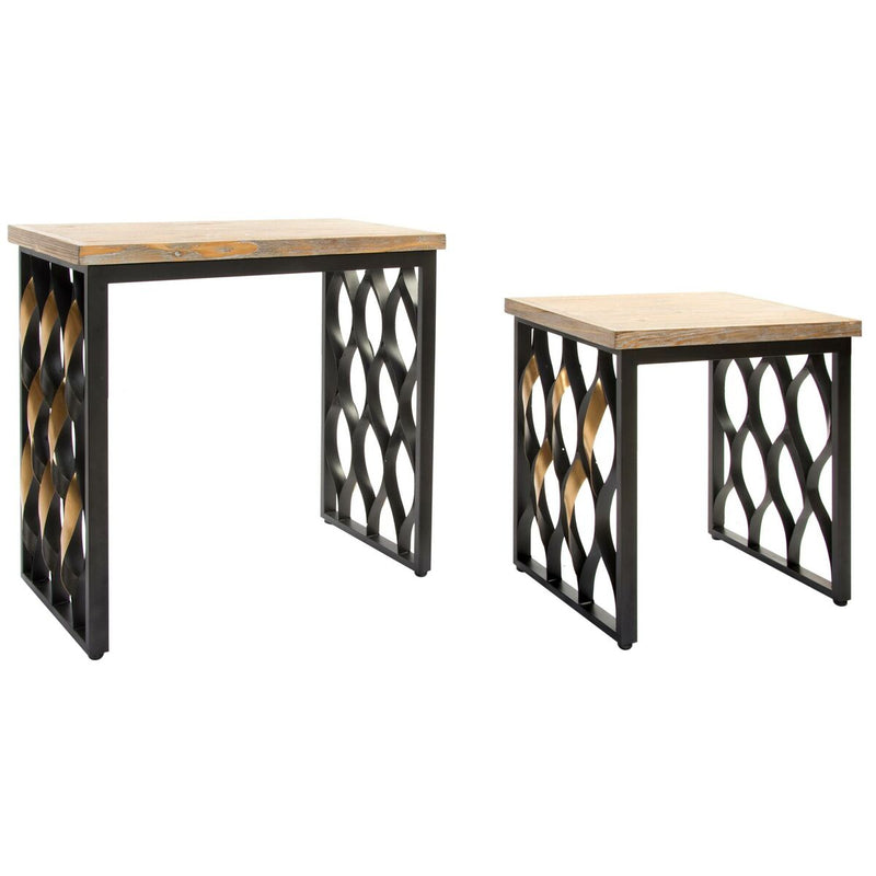 Set of 2 tables Home ESPRIT Wood Metal 64 x 34 x 65 cm