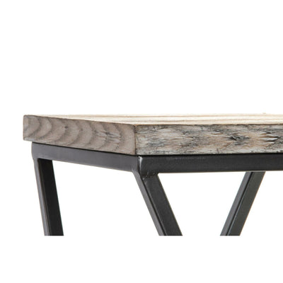 Set of 3 tables Home ESPRIT Wood Metal 33 x 33 x 68 cm