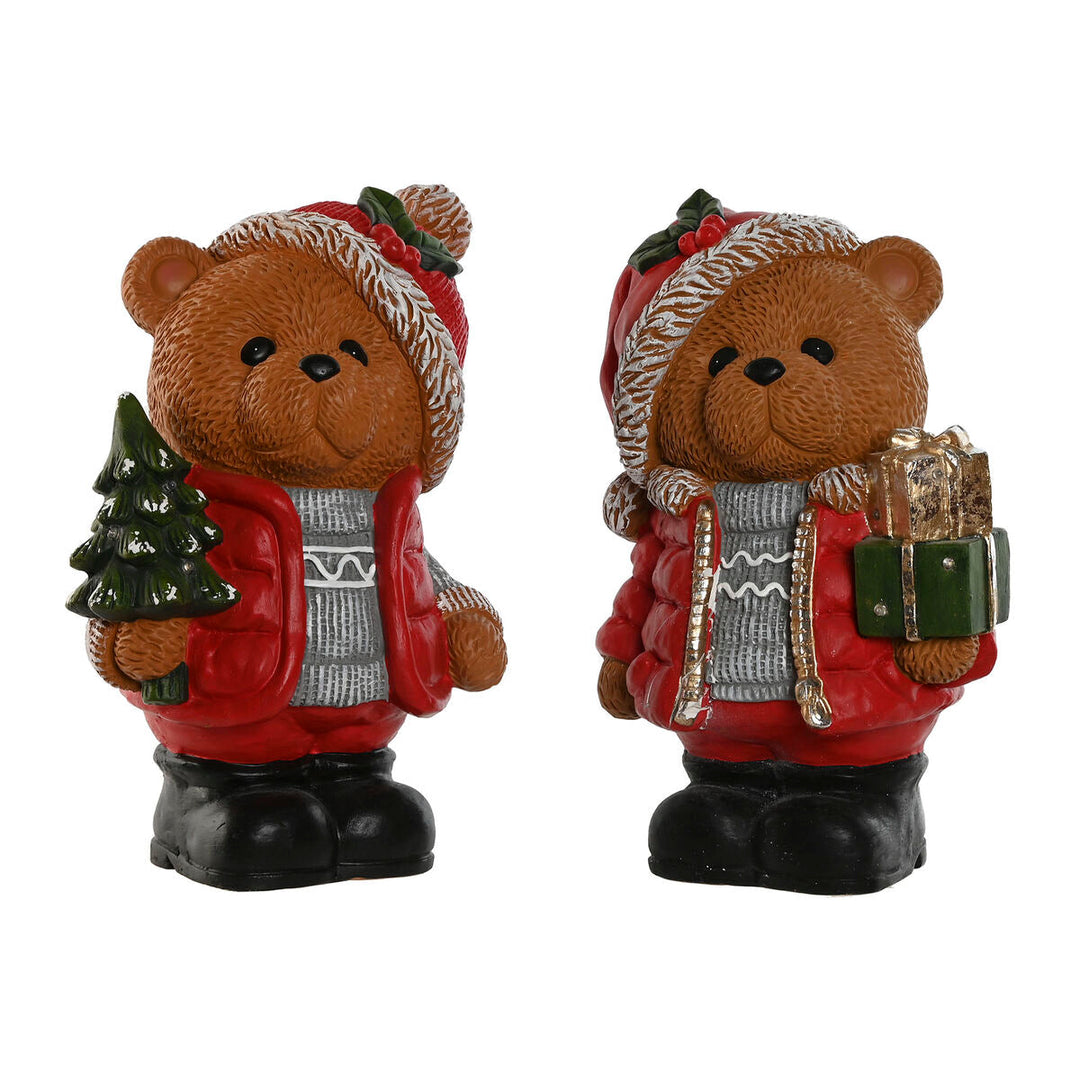 Christmas bauble Home ESPRIT Brown Red Bear (2 Units)