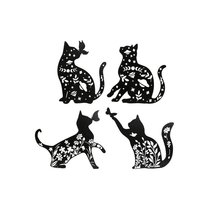 Wall Decoration Home ESPRIT Black Cat 37 x 1,3 x 48 cm (4 Units)