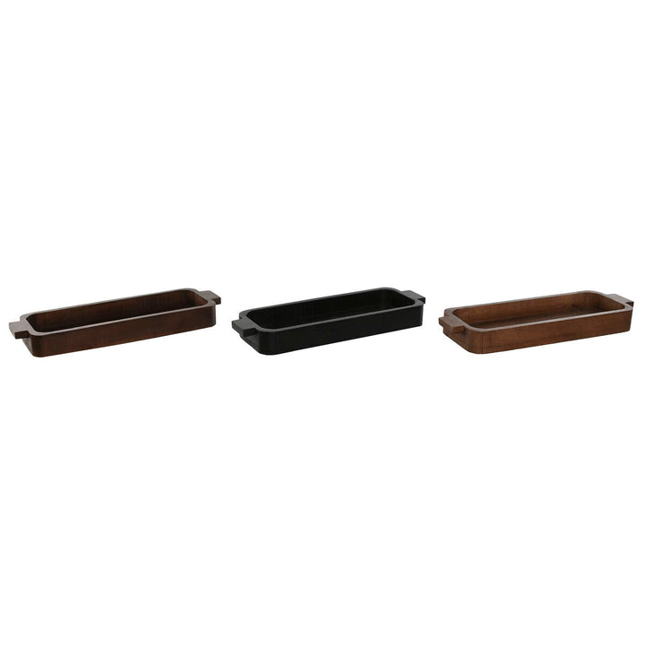 Centerpiece Home ESPRIT Brown Black Light brown Mango wood 46 x 15 x 5 cm (3 Units)