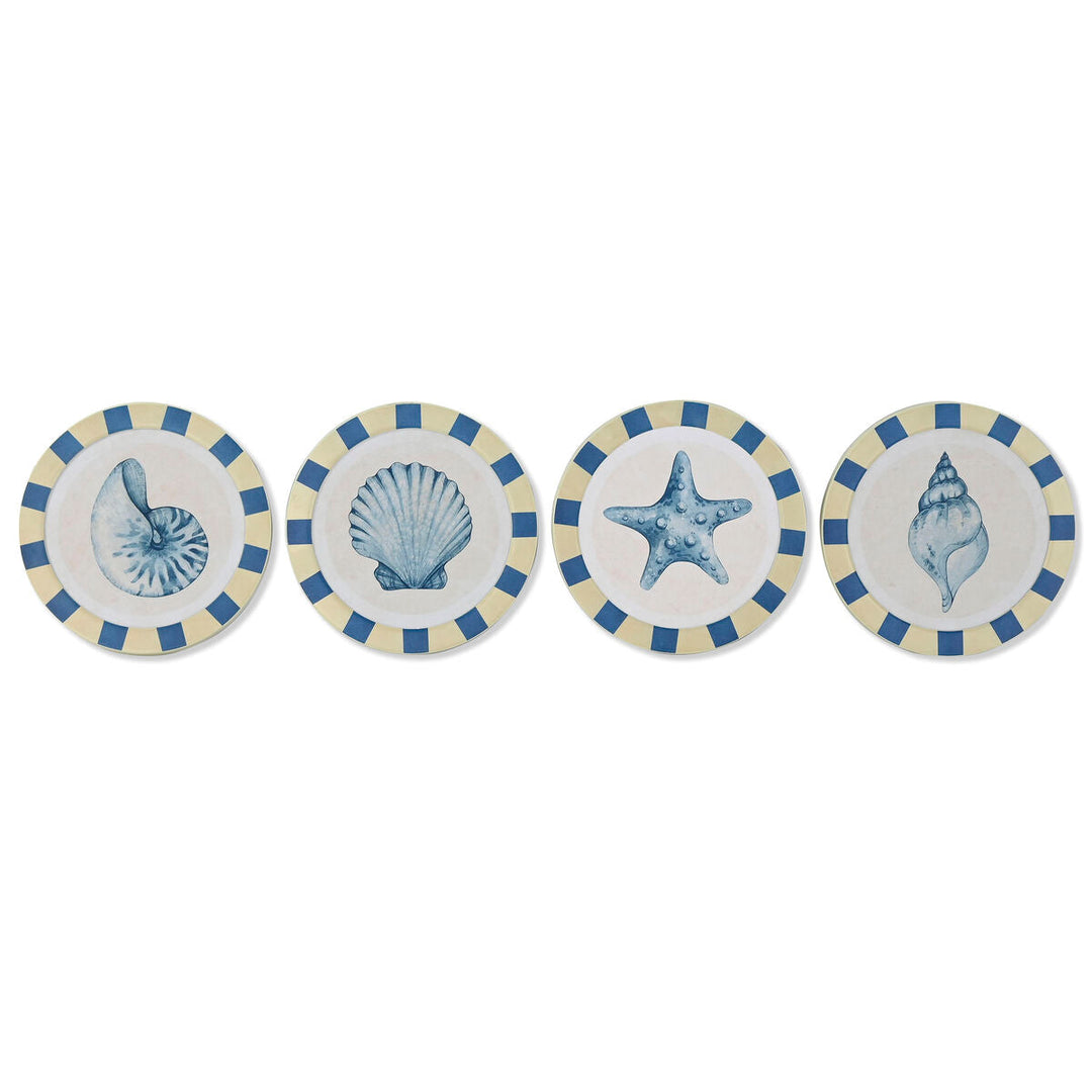 Wall Decoration Home ESPRIT Blue White Mediterranean 30 x 3 x 30 cm (4 Units)
