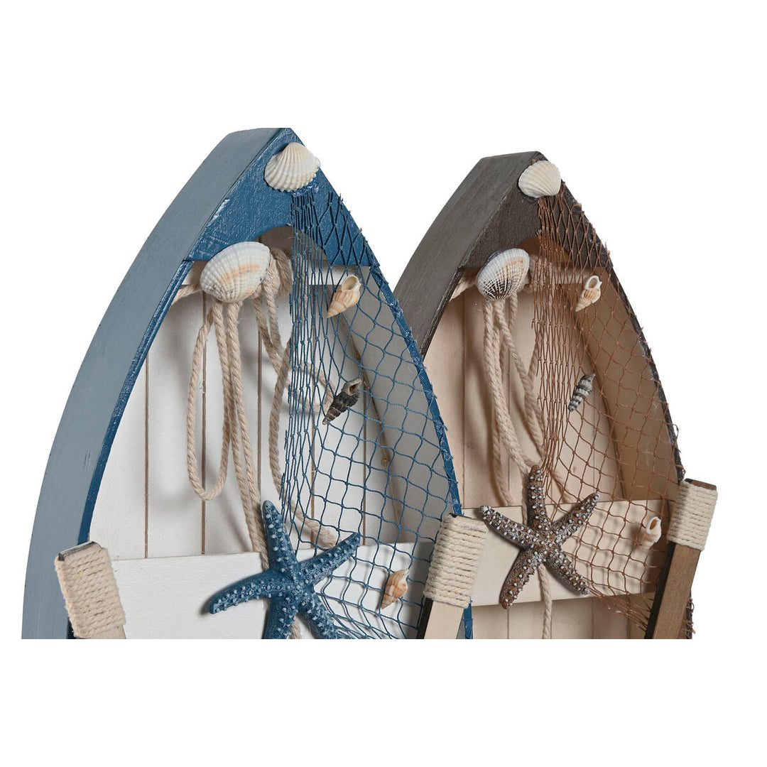 Decorative Figure Home ESPRIT Blue White Brown 20 x 7 x 40 cm (2 Units)