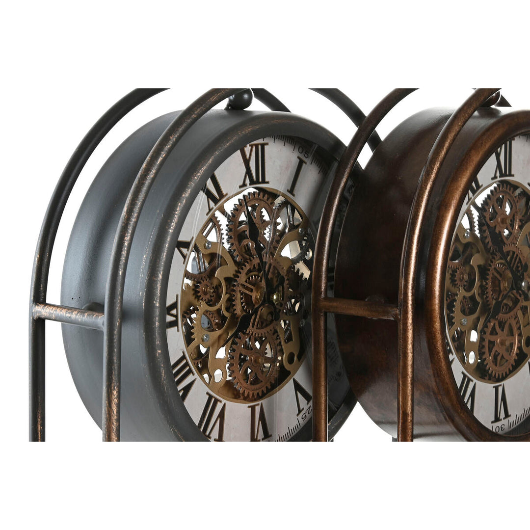 Table clock Home ESPRIT Black Golden Vintage (2 Units)