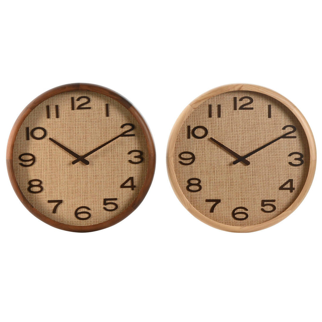 Wall Clock Home ESPRIT Brown Natural Wood Rattan 40 x 5 x 40 cm (2 Units)
