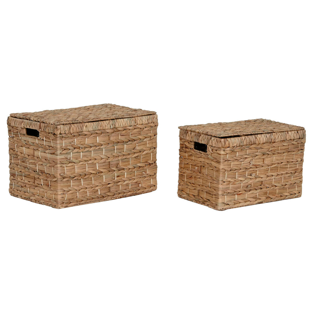 Set of decorative boxes Home ESPRIT Natural Metal Water hyacinth