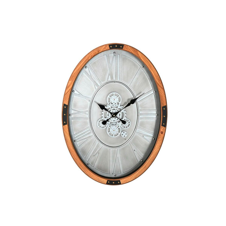 Wall Clock Home ESPRIT Silver Natural Metal Crystal Pine 50 x 8 x 68 cm