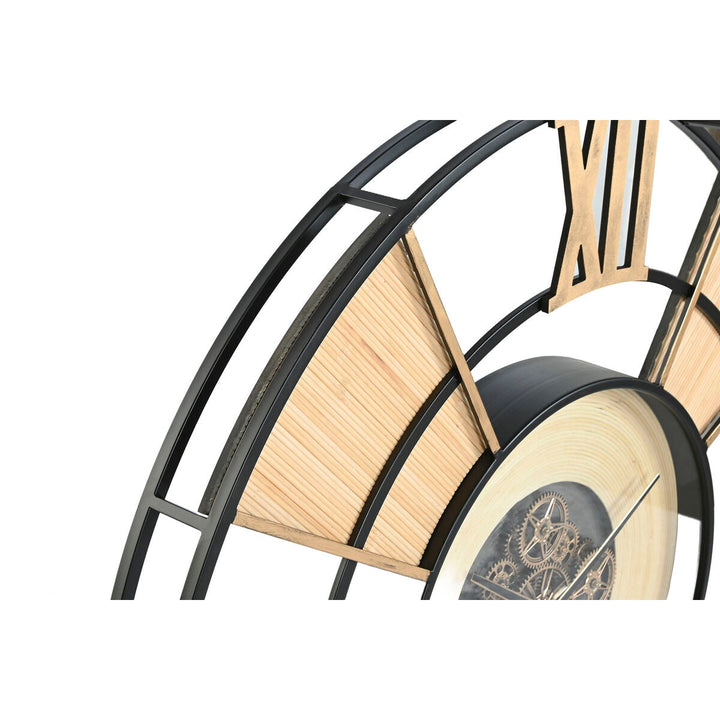 Wall Clock Home ESPRIT Black Natural Metal Rattan 100 x 9 x 100 cm