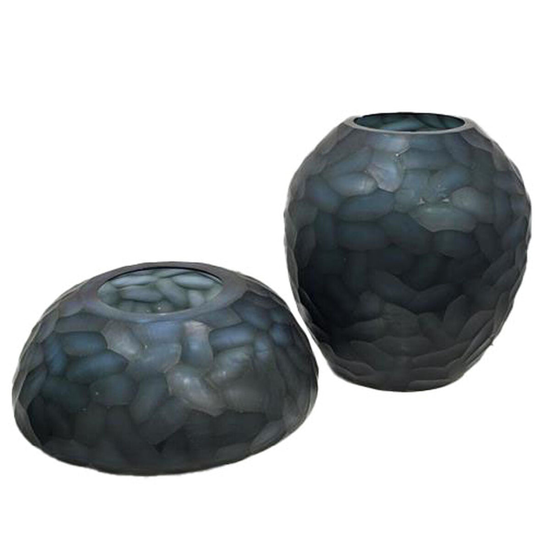 Vase Home ESPRIT Blue Crystal Modern 29 x 29 x 30 cm
