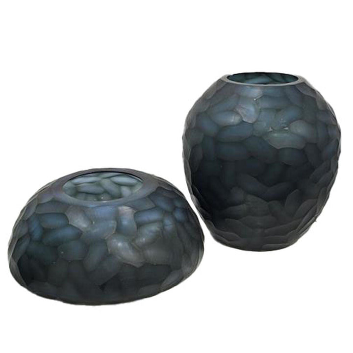 Vase Home ESPRIT Blue Crystal Modern 29 x 29 x 30 cm