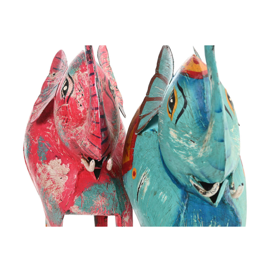 Decorative Figure Home ESPRIT Blue Fuchsia 40 x 12 x 40 cm (2 Units)