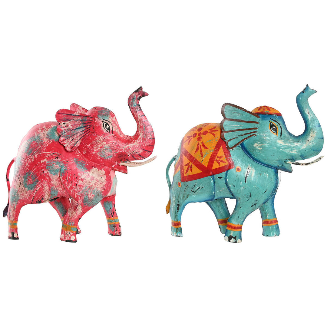 Decorative Figure Home ESPRIT Blue Fuchsia 40 x 12 x 40 cm (2 Units)