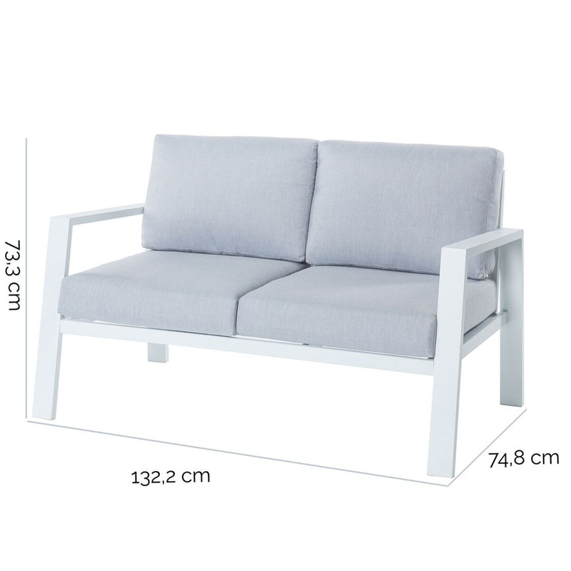 2-Seater Sofa Thais White Aluminium 132,20 x 74,80 x 73,30 cm