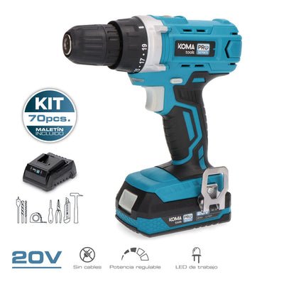 Drill and accessories set Koma Tools Pro Series Screwdriver 70 piezas