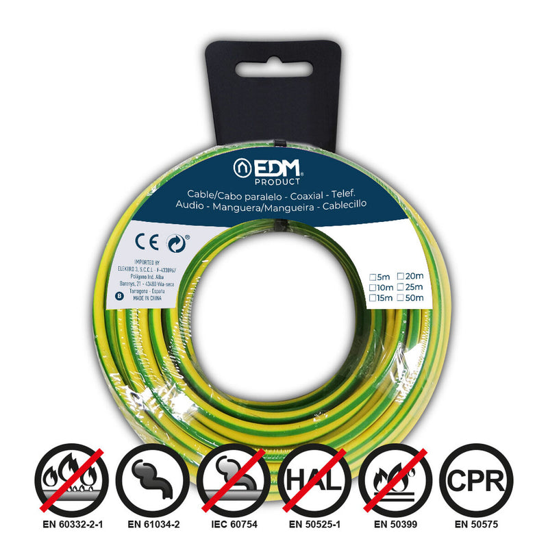 Cable EDM 10 m Bicoloured