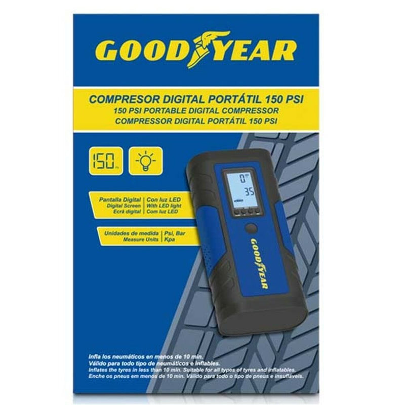 Portable Air Compressor with LED Light. Goodyear GOD0019 2600 mAh 150 PSI 7,4 V