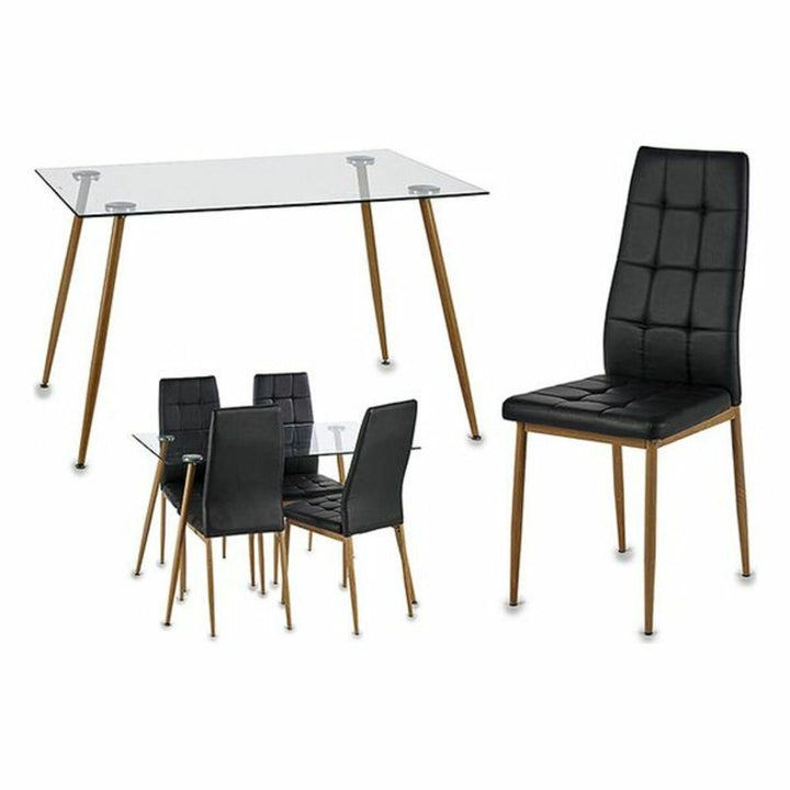 Table set with 4 chairs Gift Decor Brown Black Transparent