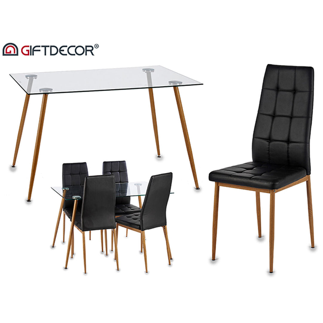 Table set with 4 chairs Gift Decor Brown Black Transparent