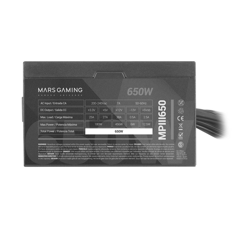 Power supply Mars Gaming MPIII650 ATX 650 W CE - RoHS