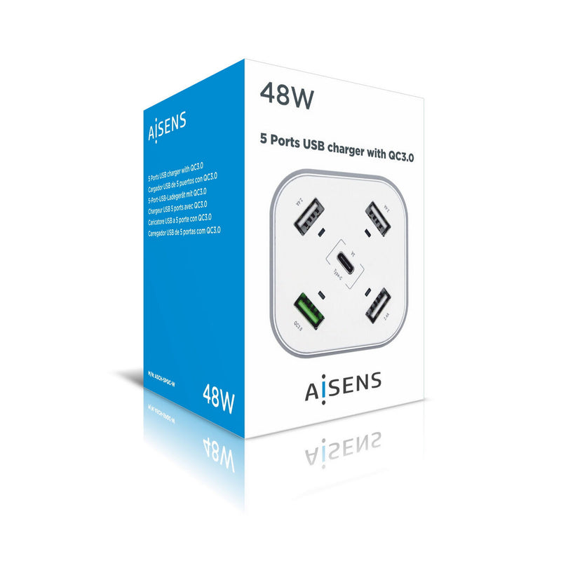 Chargeur USB Aisens ASCH-5PQC-W Blanc (1 Unité)