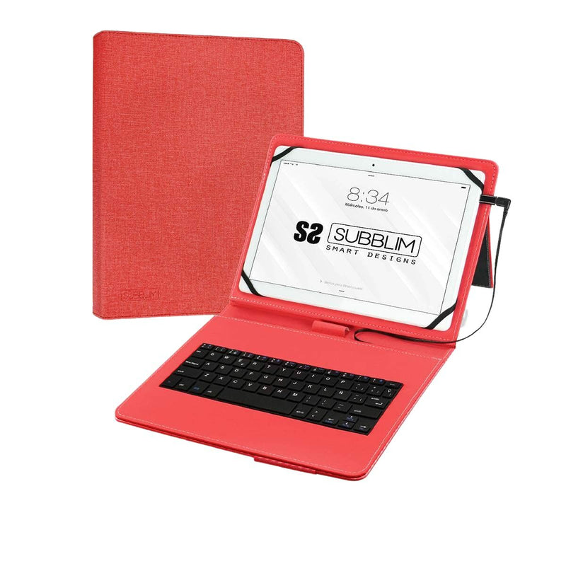 Housse pour Tablette et Clavier Subblim SUB-KT1-USB002 10.1" Rouge Espagnol Qwerty QWERTY