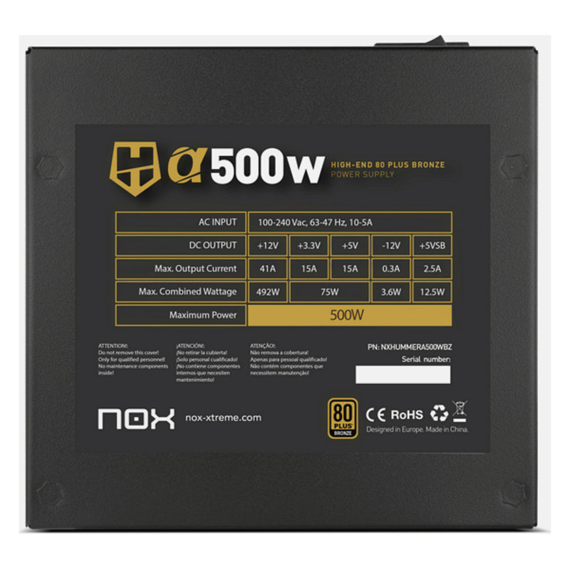 Bloc d’Alimentation NOX NXHUMMERA500WBZ 500W Noir 500 W