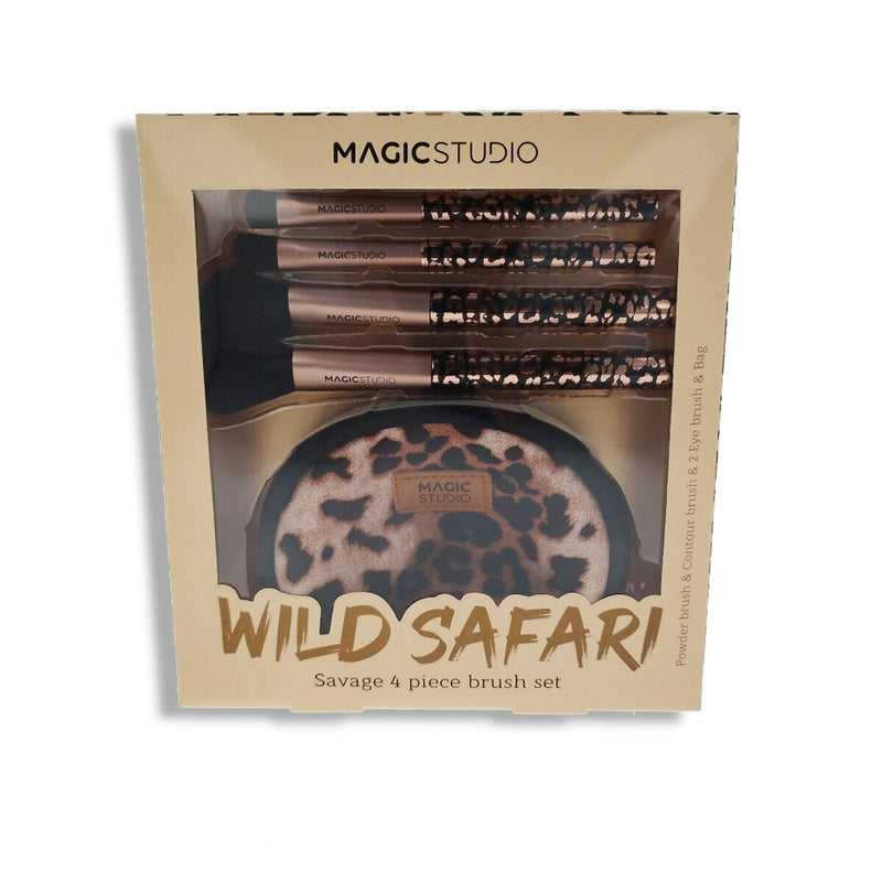 Conjunto de Pincéis de Maquilhagem Magic Studio Wild Safari Savage 4 Peças