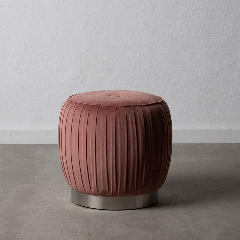 Pouffe Synthetic Fabric Pink Wood 43 x 43 x 42 cm