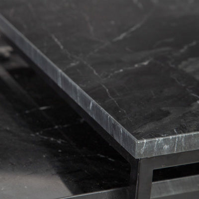 Side table 50 x 50 x 46 cm Black Metal Marble (2 Units)