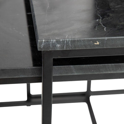 Table d'appoint 50 x 50 x 46 cm Noir Métal Marbre (2 Unités)