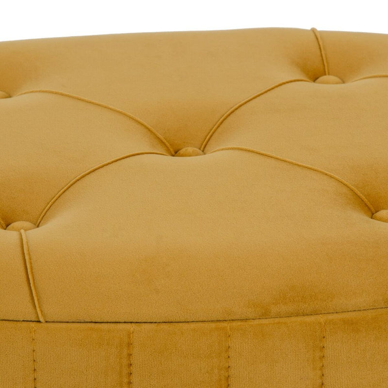 Pouffe 80 x 80 x 46 cm Synthetic Fabric Metal Ocre