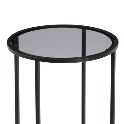 Table d'appoint Verre Noir Métal 40 x 40 x 65 cm