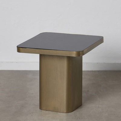 Table d'appoint 50,5 x 50,5 x 51 cm Verre Noir Doré Métal