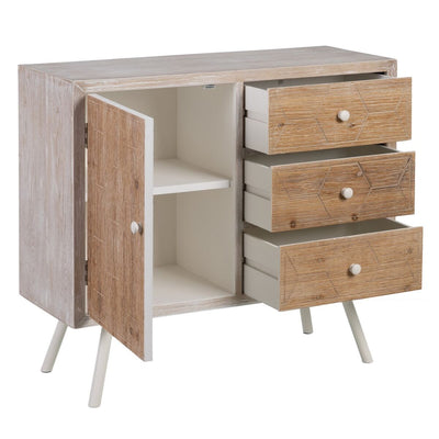 Hall Table with Drawers COUNTRY 90 x 35 x 80 cm Natural White Fir wood MDF Wood